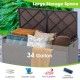 34-gallon patio storage bench with soft cushion, made of durable PE rattan, ideal for outdoor storage and seating.