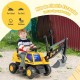 Kids ride-on electric excavator in yellow with front digger shovel, ideal for indoor and outdoor pretend play.