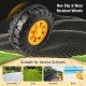 Non-slip yellow wheels of the Kids ASTM Certificated Powered Ride On Bulldozer, suitable for various surfaces.