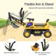 Kids powered ride-on bulldozer in yellow with a flexible arm and shovel, ideal for outdoor digging play.