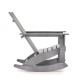 Side view of a gray Adirondack rocking chair with a curved backrest, designed for outdoor balcony comfort.