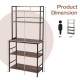 5-tier kitchen bakers rack in rustic brown with open shelves and hutch, featuring adjustable feet for stability.