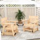 Two outdoor wood rocking chairs with high backs and widened armrests, made of fir wood, perfect for rustic home decor.