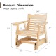 Outdoor wood rocking chair dimensions with high back, widened armrests, and a weight capacity of 330 lbs.