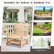 Outdoor wood rocking chair with high back and widened armrests, perfect for porch, balcony, or garden relaxation.