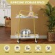 2-tier kitchen rolling cart with steel frame and lockable casters, ideal for versatile storage in kitchen or dining.