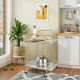 2-tier kitchen rolling cart with gray shelves and gold steel frame, featuring lockable casters for easy mobility in any.