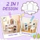 Kids vanity table set in white with removable tri-folding mirror, dual-use as a writing desk, and ample storage space.