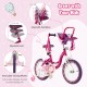 16-inch kids bike with adjustable seat and handlebar, removable training wheels, and doll seat for fun adventures.