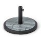 35lbs umbrella base with built-in cement, featuring a powder-coated metal pole and hand tightening knob for stability.