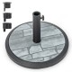35lbs umbrella base with built-in cement, HDPE material, and metal pole, ideal for patio and garden use.