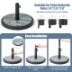 35lbs umbrella base with built-in cement, adjustable for 1.4", 1.5", or 1.9" poles, ideal for patio and garden use.