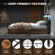 Full size bed frame with smart LED lights, storage drawers, and noise-free design for a stylish and functional bedroom.