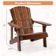 Kid's Adirondack chair dimensions showing high backrest and wide armrests, made from weather-resistant fir wood.