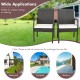 Set of 2 patio wicker dining armchairs with soft zippered cushions, perfect for backyard or poolside relaxation.