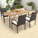 4-piece patio wicker dining armchair set with soft zippered cushions, perfect for backyard or poolside dining.