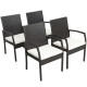 Set of 4 patio wicker dining armchairs with soft zippered cushions, featuring ergonomic design and durable PE rattan.