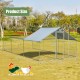 Large metal chicken coop measuring 20' x 10' x 6.4' with waterproof cover, suitable for various pets in outdoor.