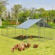 Large metal chicken coop with waterproof cover, featuring galvanized steel pipes and a spacious design for outdoor use.