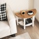Semicircular shower bench in brown HDPE with storage shelf, ideal for bathroom or entryway use.