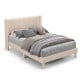 Side view of the full/queen size upholstered bed frame with geometric wingback headboard, showcasing its elegant design.