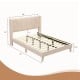 Full/Queen size upholstered bed frame with geometric wingback headboard, featuring breathable linen fabric and sturdy.