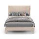 Full/Queen size upholstered bed frame with geometric wingback headboard in beige, featuring breathable linen fabric and.