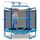 5ft kids trampoline with adjustable horizontal bar and cat-shape gymnastic rings for safe indoor and outdoor fun.