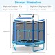 5ft kids trampoline with blue enclosure net, adjustable horizontal bar, and cat-shaped gymnastic rings for safe fun.