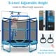 5ft kids trampoline with adjustable height, cat-shape rings, and safety net for indoor and outdoor fun.