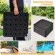 Stackable 4-piece patio umbrella base made of durable HDPE, featuring easy-fill spouts for sand and a hidden handle for.