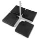 4-piece 20L cantilever offset patio umbrella base in black, stackable design for easy storage and transport.