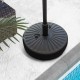 Heavy-duty 20-inch round umbrella base stand with fillable reservoir for stability, designed for patio and garden use.