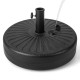 Heavy-duty 20-inch round umbrella base stand with fillable reservoir for stability, made of durable HDPE material.