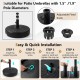 Heavy-duty 20-inch round umbrella base stand with adjustable knob, fillable with sand or water for stability.