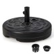 Heavy-duty 22-inch round patio umbrella base stand with fillable reservoir, suitable for 1.5"/1.9" umbrella poles.