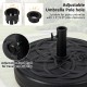Heavy-duty 22-inch round patio umbrella base with adjustable pole hole, designed for stability and easy carrying.
