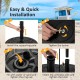 Heavy-duty 22-inch round patio umbrella base stand with fillable reservoir for stability, suitable for various outdoor.