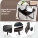 Elegant coffee table with black tempered glass tabletop and adjustable footpads, perfect for outdoor patio use.