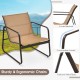 Single ergonomic chair with breathable fabric and rustproof metal frame, perfect for patio relaxation.