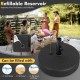 Fillable round umbrella base stand in black, 19.5 inches, designed for stability with sand or water for outdoor use.