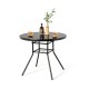 34-inch round patio dining table with tempered glass top, 1.5-inch umbrella hole, ideal for indoor and outdoor use.