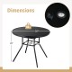 34-inch round patio dining table with tempered glass top, 1.5-inch umbrella hole, and reinforced metal frame for.