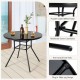 34-inch round patio dining table with tempered glass top, reinforced metal frame, and 1.5-inch umbrella hole for.