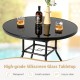 34-inch round patio dining table with high-grade silkscreen glass tabletop, featuring a 1.5-inch umbrella hole for.