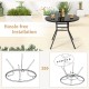 34-inch round patio dining table with tempered glass top and 1.5-inch umbrella hole, ideal for indoor and outdoor use.