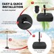 Fillable patio umbrella base with handle, made of HDPE, designed for 1.5-inch poles, ideal for outdoor stability.