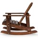 Side view of the Outdoor Wooden Kid Adirondack Rocking Chair in coffee finish, featuring a slatted seat for comfort.