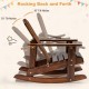 Side view of the Outdoor Wooden Kid Adirondack Rocking Chair, featuring a slatted seat and 30° tilt motion for.