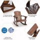 Outdoor wooden kid Adirondack rocking chair with slatted seat, made from fir wood, perfect for outdoor relaxation.
